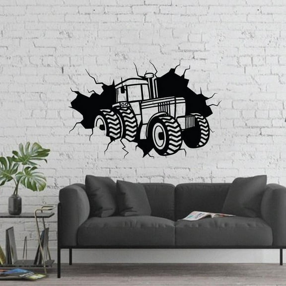 Tractor Truck Farm Trucks Rally Big Vehicle Vinyl Wall Sticker Art Decal Girls Boys Kids Room Design Bedroom Nursery Kindergarten House Home Decor Stickers Wall Art Vinyl Decoration Size (22x30 inch)