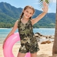 thumbnail image 3 of Xoenoiee Hunting Camo Print Girls Tankini Swimsuit 2 Piece Bathing Suits for Girl Round Neck Swim Tank Top and Bottoms for Swimming Beach Travel, 6-7 Years, 3 of 7