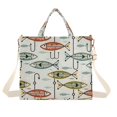 thumbnail image 7 of FORMRS Womens Corduroy Tote Bag Crossbody Shoulder Purse Handbag with Detachable Strap, Abstract Fish Pattern, 7 of 7
