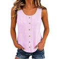 thumbnail image 3 of DDAPJ pyju Striped Tank Tops for Women Sleeveless Crewneck Button Front Blouses Fashion Summer Vacation Clothes Pink M, 3 of 8