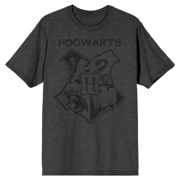 Harry Potter Hogwarts Shield Men's Charcoal T-shirt-M