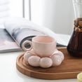 thumbnail image 2 of 2X Juego de de Café y Platillo de Flores Juego de y Platillo de Café de CeráMica con Platillo de Girasol Tazas de Café con Leche 6.7Oz Rosa, 2 of 5