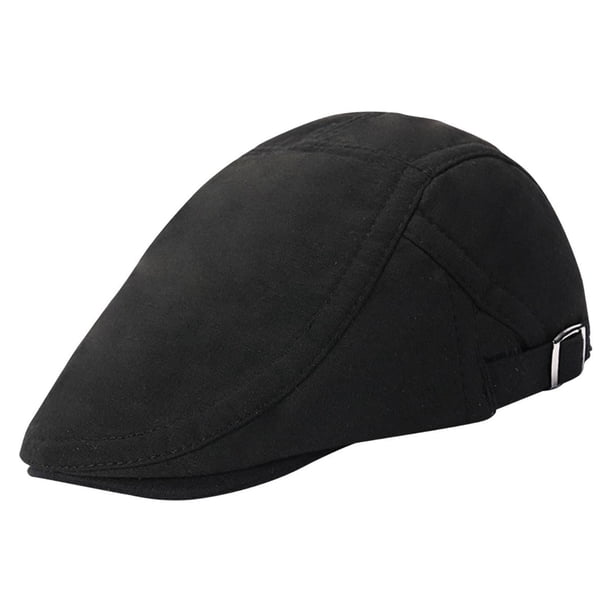 Boina, sombrero con visera, gorra de hiedra, parasol, para hombres y mujeres, gorra plana para pesca y conducción. Negro