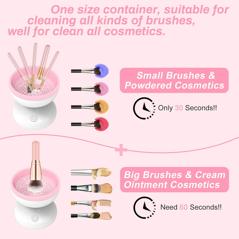 Hinzonek Electric Makeup Brush Cleaner, Makeup Brush Cleaner Machine Fit  for All Size Brushes Automatic Spinner Machine, Makeup Brush Beauty Blender