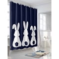 thumbnail image 3 of Fsddascl Easter Bunny Shower Curtain Set - Extra Long 72" x 96" Washable Bathtub Curtain with 12 Hooks, Cute Rabbit Family Vintage Navy Blue Abstract Waterproof Fabric Shower Curtains for Bathroom, 3 of 6