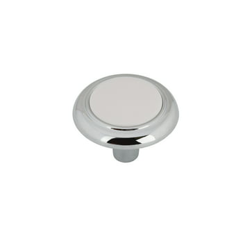 Mainstays 1-1/4" (32mm) Classic Cabinet Knob, Chrome and White, 2 Pack