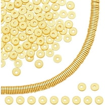 300pcs Golden Spacer Beads 4mm Flat Round Heishi Beads Disc Spacer Bead Long-Lasting Loose Bead for Summer Stackable Jewelry Making Bracelets Necklaces Earrings DIY Craft Hole: 1.2mm