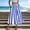*Blue, variant on Women's Striped High Waisted Elastic Waist A Line Maxi Skirt,Flowy Casual Beach Vacation Skirt Hot Pink,Women's Plus L