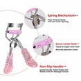 thumbnail image 2 of Bling Rhinestones Makeup Eyelash Curler,  Slant Tip Tweezer Bling Crystal Rhinestone Eyelashes Curls with Refill Silicone Pressure Pads Loaded for No Pinching or Pulling, 2 of 10