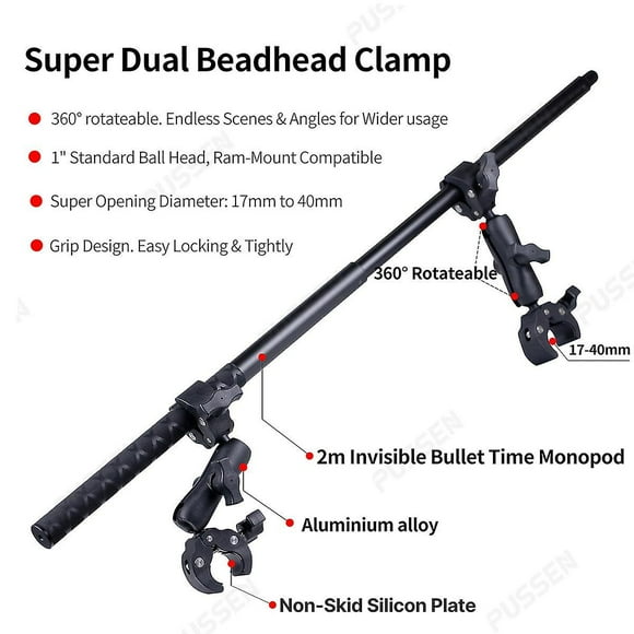 Tuyu Motorcycle Bike Invisible Selfie Stick Monopod Handlebar Mount Bracket For Gopro Max Hero 11 Insta360 One X2 X3 Accessories