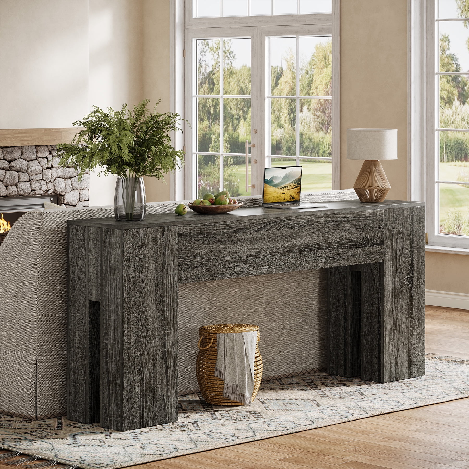 Tribesigns 71-inch Long Console Table for Entryway, Farmhouse Sofa Console Behind Couch, Entry Table for Hallway, Foyer, Living Room, Gray