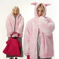 thumbnail image 4 of Mrmaere Men's Hooded Fuzzy Jacket Bunny Ear- Texture Warm Casual Outerwear for Daily & Leisure Wear Pink M, 4 of 7