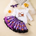 thumbnail image 2 of ibiyuan Toddler Halloween Outfit Ruffle Pumpkin Graphic Toddler Girl Clothes Tulle Tutu Skirt Romper Dress with Headband Baby Girl Halloween Dress, 2 of 4