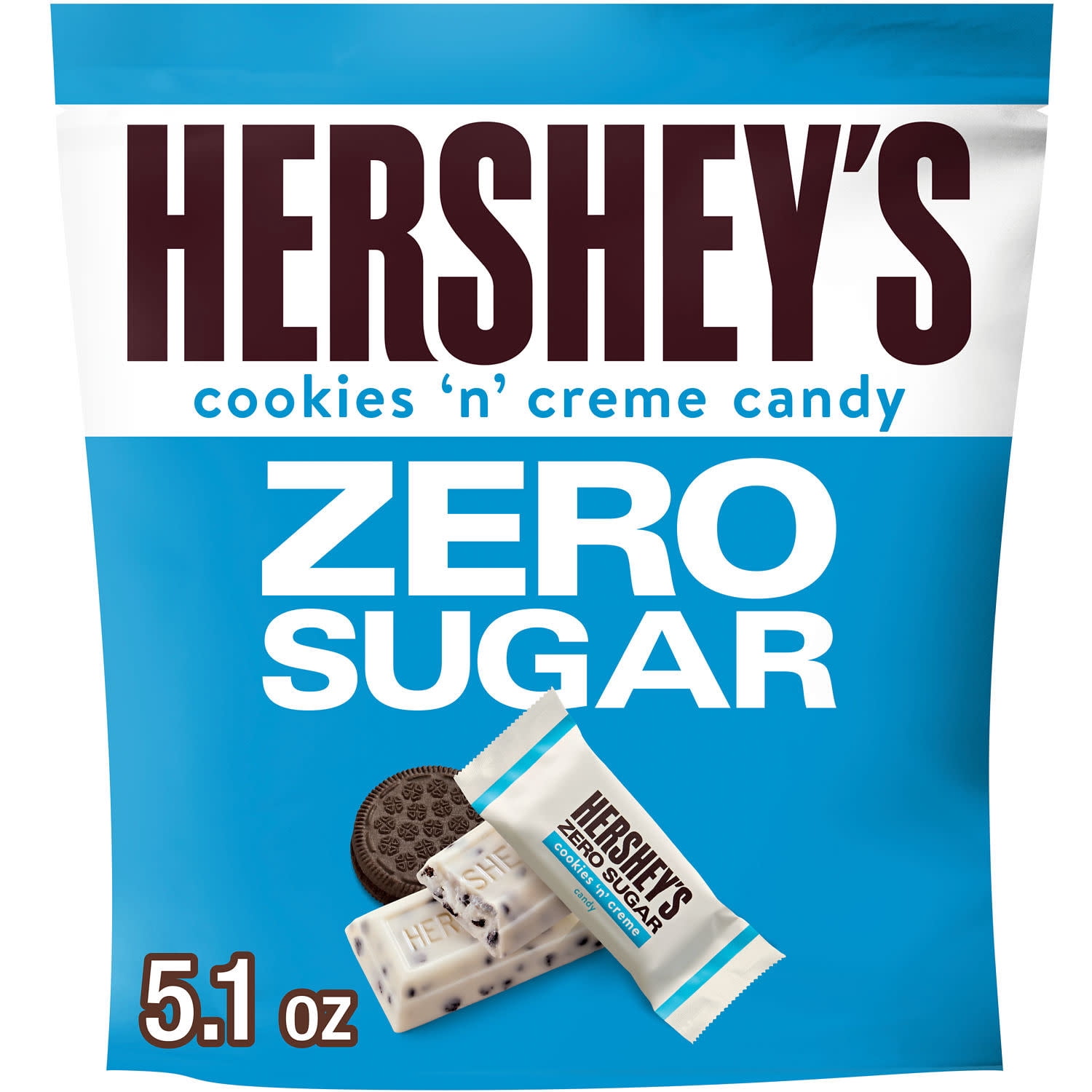 Hershey's Zero Sugar Cookies 'n' Creme Candy Bag, 5.1 oz
