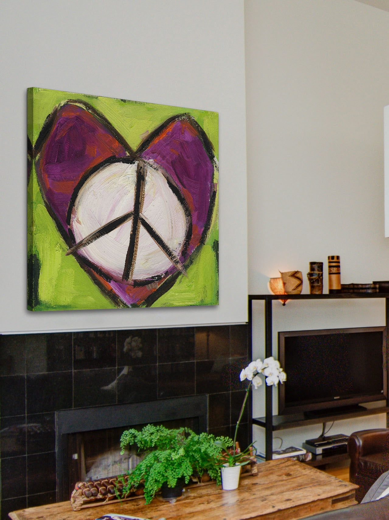 Marmont Hill "Peace Heart" by Tori Campisi Painting Print on Canvas