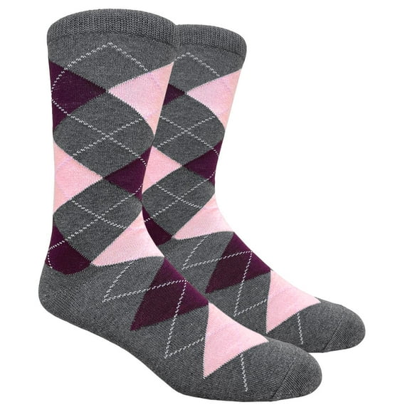 Urban-Peacock - Men's Dress, Trouser & Groomsmen Socks - Charcoal Gray, Wine Burgundy & Pink - 1 Pair