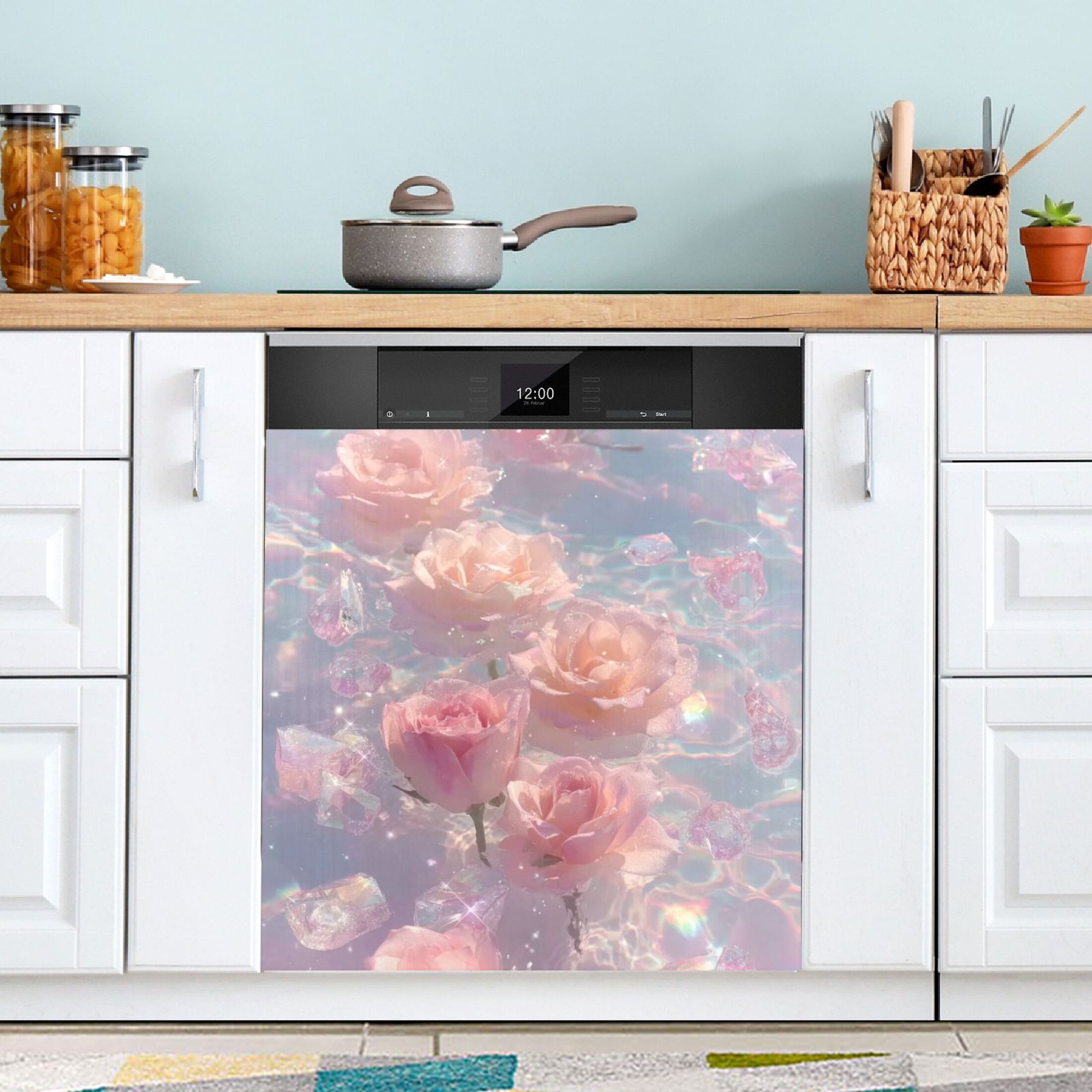 IAUYY Magnetic decorative sticker - 23x26 Inch PVC Refrigerator Decorative Cover, Removable DIY Art for Kitchen Appliances Crystal Drift