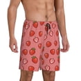 thumbnail image 2 of Balery Red Strawberry Pantalones cortos de pijama de punto de algodón para hombre con cinturilla y bolsillos-4X-Large, 2 of 6