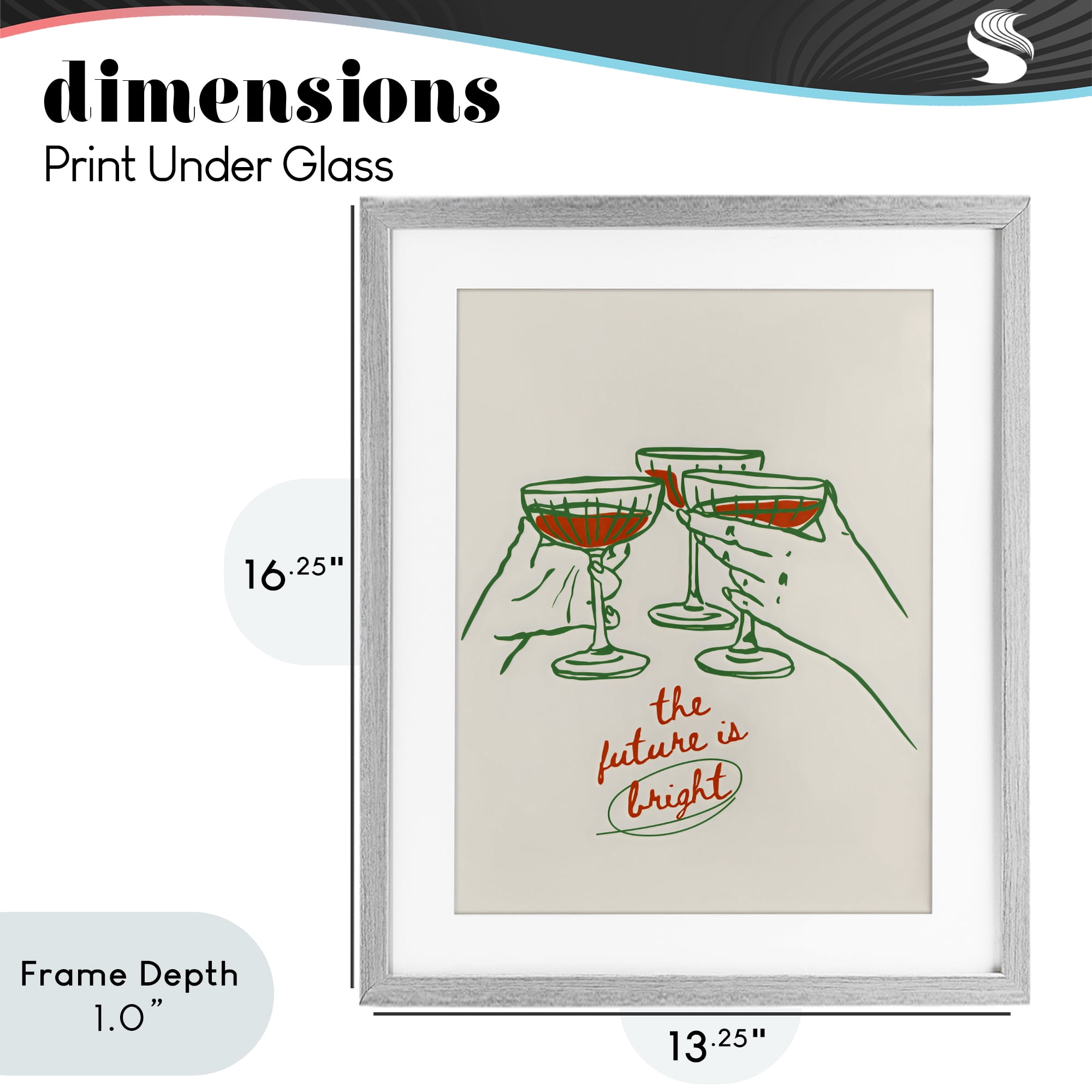 Stupell Industries The Future Is Bright Toast Gray Framed Print Under Glass, design by The Prints Vibe