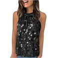 thumbnail image 1 of Liquidation! Hauts Grande Taille pour Femmes, Blouse à Manches Courtes d'Été pour Femmes, Nouveau Haut Décontracté à Paillettes Col Rond Uni pour Femmes, 1 of 5