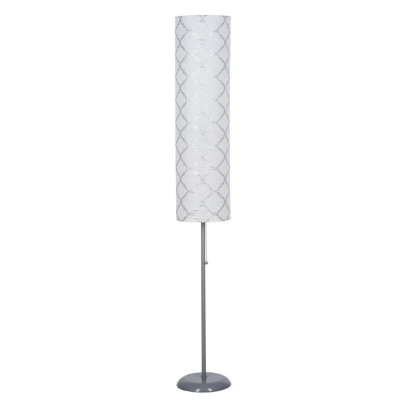 Mainstays 54" Paper Shade Floor Lamp, White & Silver Crinkle Paper Shade with Gray Pole & Base