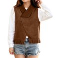 thumbnail image 5 of Coerni Girls Fringe Vest Notched Collar Faux Suede Tassel Gilet Sleeveless Open-Front Leather Jacket Halloween Hippie Party Cowgirl Waistcoat, 5 of 5