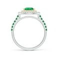 thumbnail image 2 of ANGARA Natural Pear-Shaped Emerald Two Tone Ring with Double Halo in 14K White & Yellow Gold for Women (Size-8x6mm) | May Birthstone, Anniversary, Jewelry Gift for Women | Natural Emerald Ring, 2 of 10