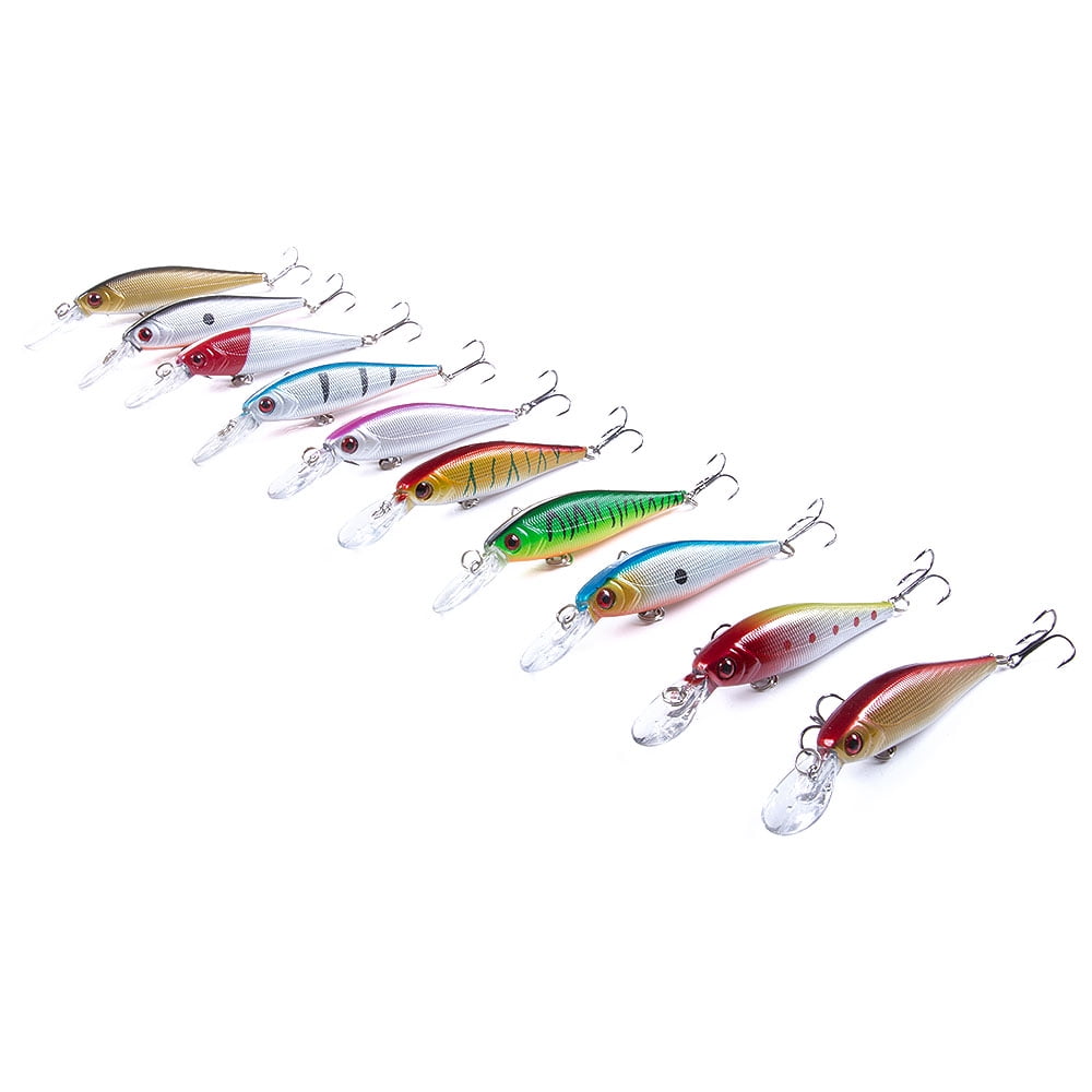 HENGJIA Minnow Bass Fishing Lures, Large Jerkbait Lure Set Hard Baits Deep Diving Crankbait for Catfish Walleye Trout Fishing Bait 10Pcs/kit