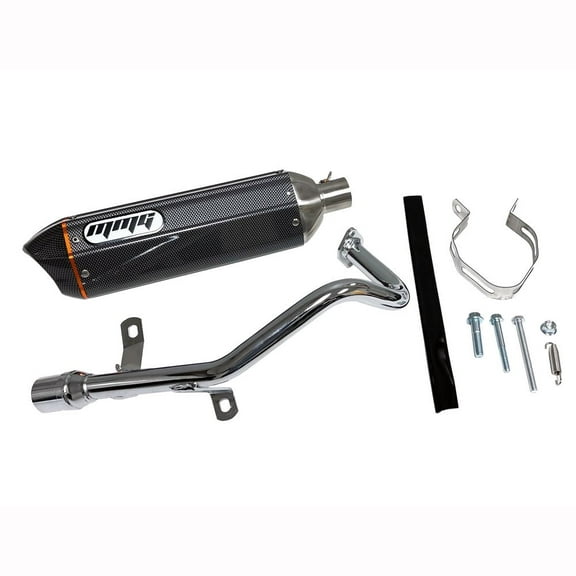 Exhaust System Muffler for GY6 50cc 4 Stroke Scooters (Carbon Fiber Finish)