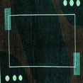 thumbnail image 1 of Ahgly Company Machine Washable Indoor Square Oriental Turquoise Blue Modern Area Rugs, 8' Square, 1 of 4