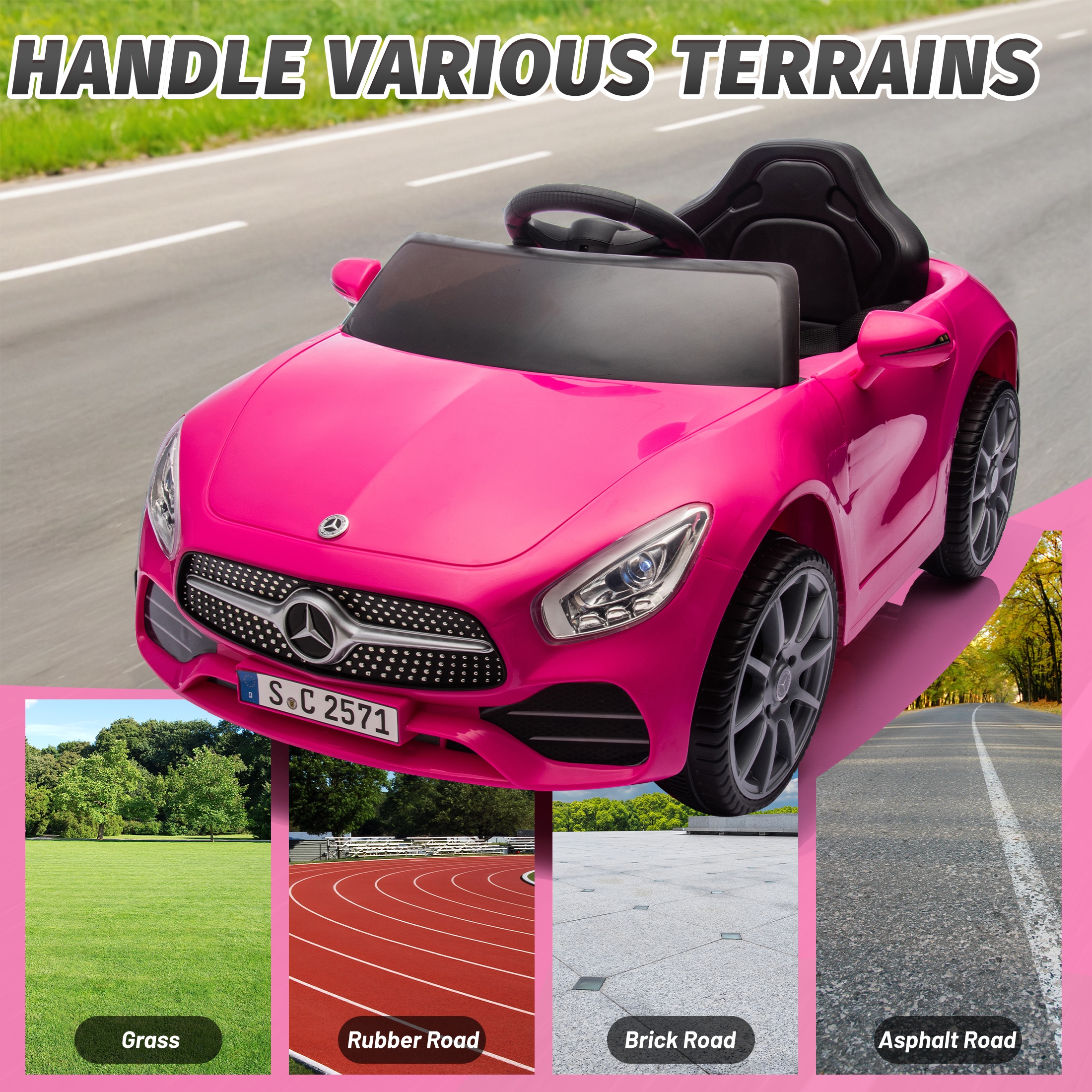 iRerts 12V Electric Ride on Cars, Ride on Building Block Toys for Toddlers with Remote Control, Electric Truck Car/Kart-Switch Freely, Bluetooth, Music, LED Lights, 4 Wheel Suspension, Rose Pink