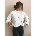 thumbnail image 6 of Women'S Oversized Heart Sweater Long Sleeve Crewneck Drop Shoulder Cute Knit Tops Jumper White S, 6 of 10