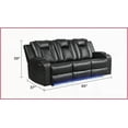thumbnail image 2 of Modern Pebbled Faux Leather Power Reclining Sofa with LED Lights & Adjustable Headrest - Black, 2 of 10