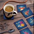 thumbnail image 3 of Inkdotpot Set of 6 Drink Coasters DecorativeNon,SlipCork Base4-inch Square PrintedCoastersEasy Clean- Space Theme, 3 of 8