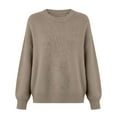 thumbnail image 2 of Comdrip Knit Sweater, Women's Wool Blend Casual Sweaters Crewneck Long Sleeve Knit Pullover Sweater Fall Tops for Women 2025 Pullover Sweaters for Women Khaki XL, 2 of 9