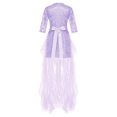 thumbnail image 4 of Mufeng Flower Girl Dresses for Wedding Floral Lace Bodice Ruffled Tulle Princess Ball Gown Kids Prom Light Purple 8, 4 of 5