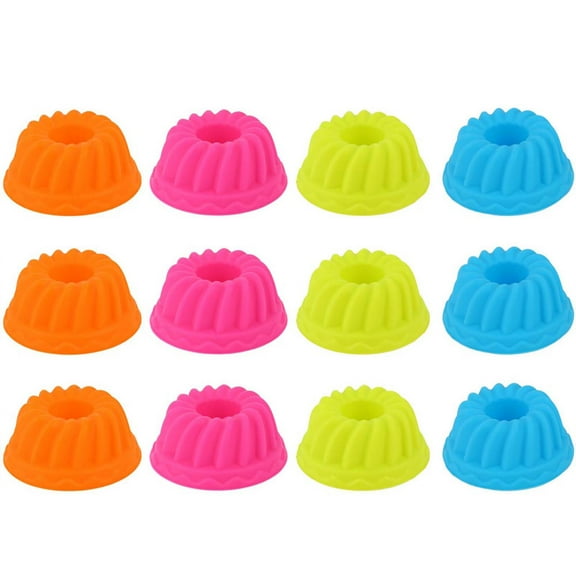 12Pcs Small Pumpkin Baking Cake Cup, Nonstick Pastry Muffin Molds,Mini Silicone Cupcake Baking Cups for Birthday Anniversary Party