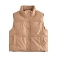 thumbnail image 1 of Yuyuzo Womens Vest Sleeveless Stand Collar Puffer Jackets Button up Outwear with Pockets Solid Color, 1 of 2