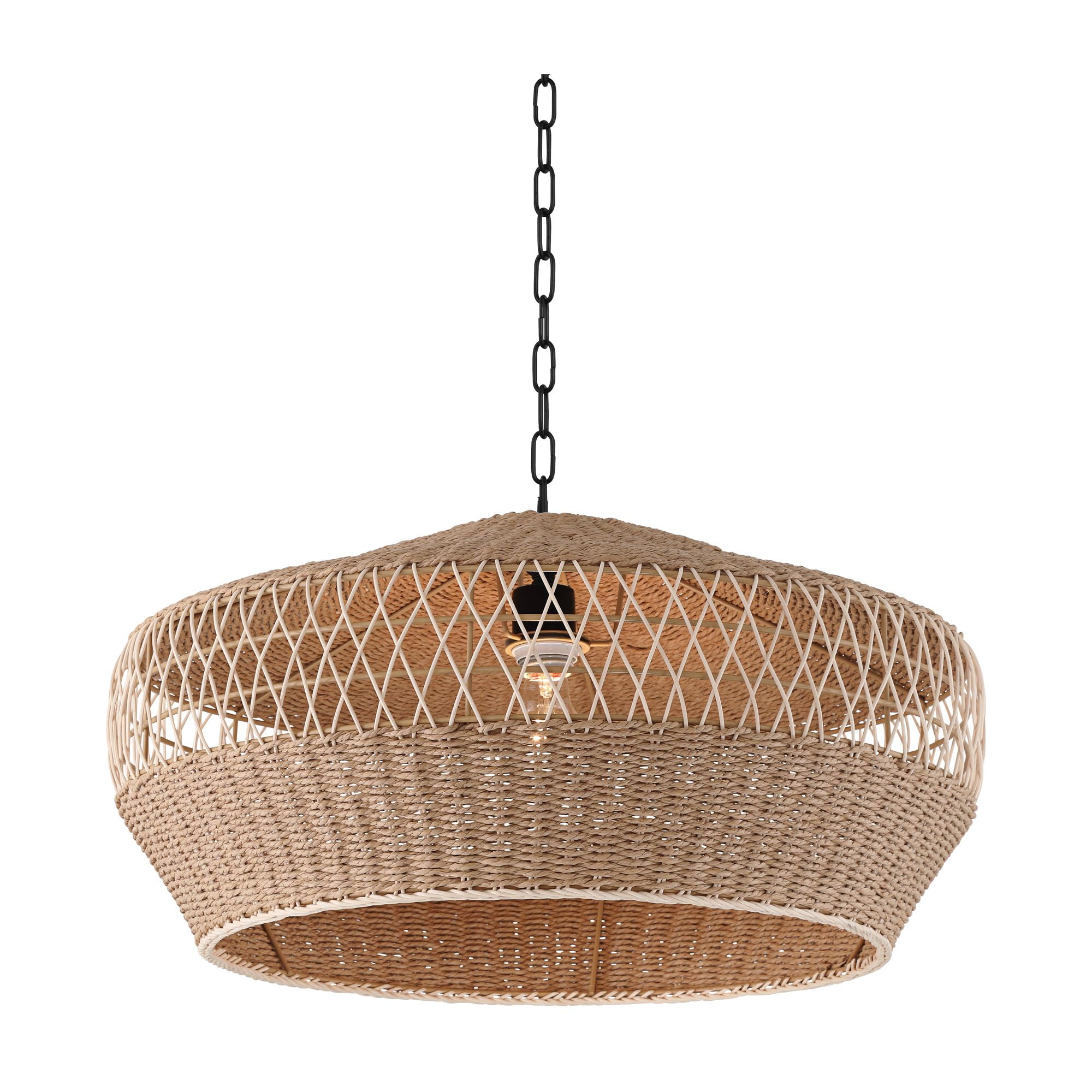 Regency Hill Matias 24 1/2" Modern Pendant Ceiling Light Fixture Dining Room Over Table Kitchen Island Hanging Brown Vine and Rope