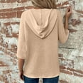 thumbnail image 4 of Jalioing 3/4 Sleeve Hoodies for Women Button V Neck Hooded Drawstring Pullover Shirt Casual Fashion Sweatshirts, 4 of 9