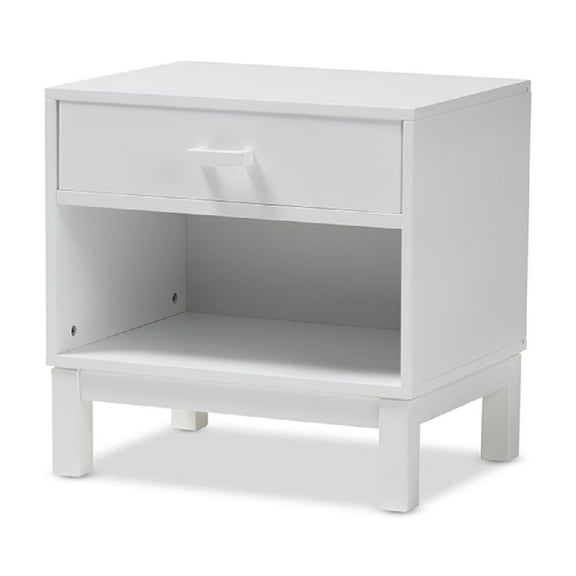 Baxton Studio Deirdre Modern and Contemporary White Wood 1-Drawer Nightstand