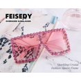 thumbnail image 5 of FEISEDY Oversized Sparkling Crystal Sunglasses Disco Diamond Flat Top Fashion Square Large Shades B2782, 5 of 7