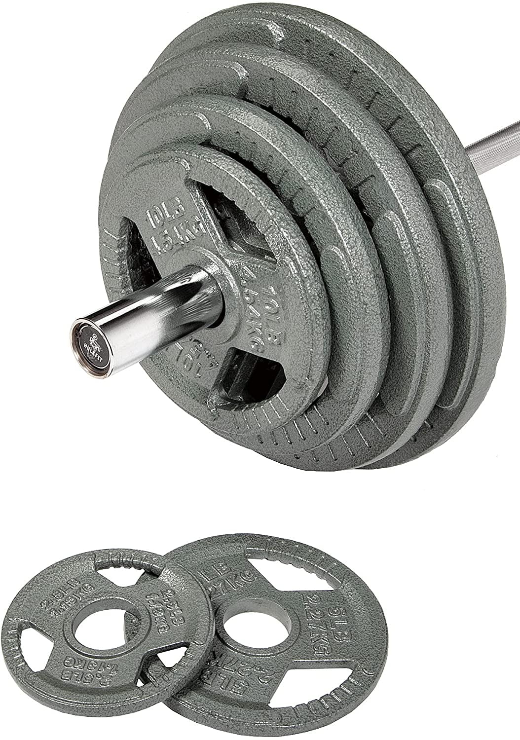 BalanceFrom Tri-Grip Cast Iron Plate Weight Plate for Strength Training, Weightlifting and Crossfit, 2-Inch, 25lbs Pair