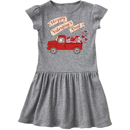 Hoppy Valentine's Day Bunny Truck with Hearts Toddler Dress