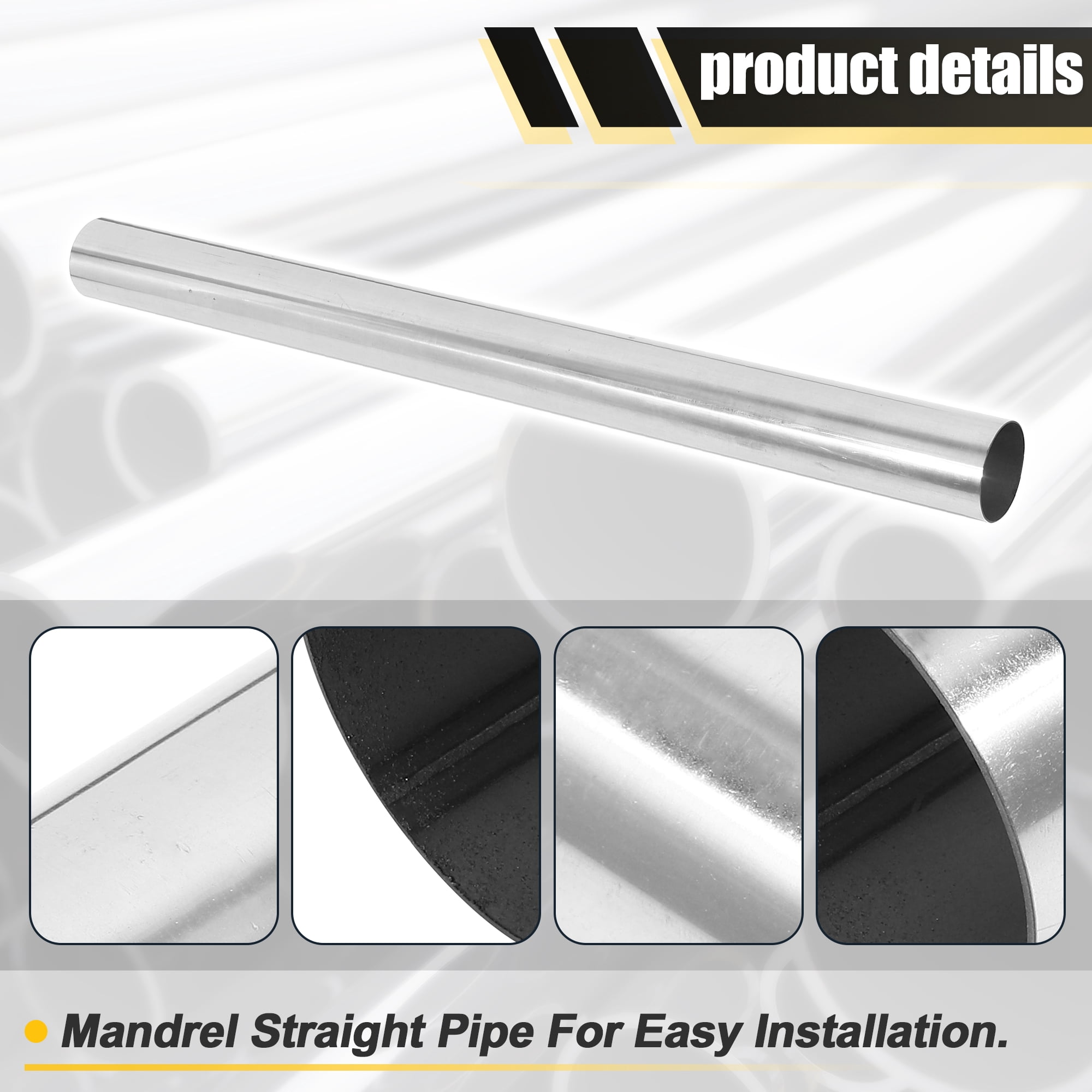 Unique Bargains Straight DIY Custom Mandrel Exhaust Pipe Tube Pipe T304 Stainless Steel Universal 2.5"OD-Straight-30"