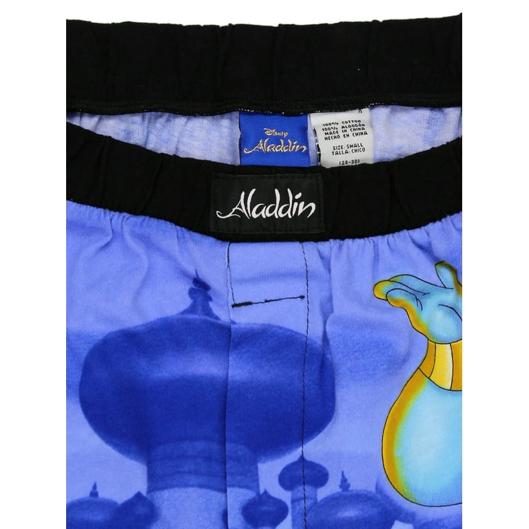 Disney Aladdin Genie Jafar Mens Briefly Stated Boxer Lounge Shorts (Small,  Blue/Multi) at  Men's Clothing store