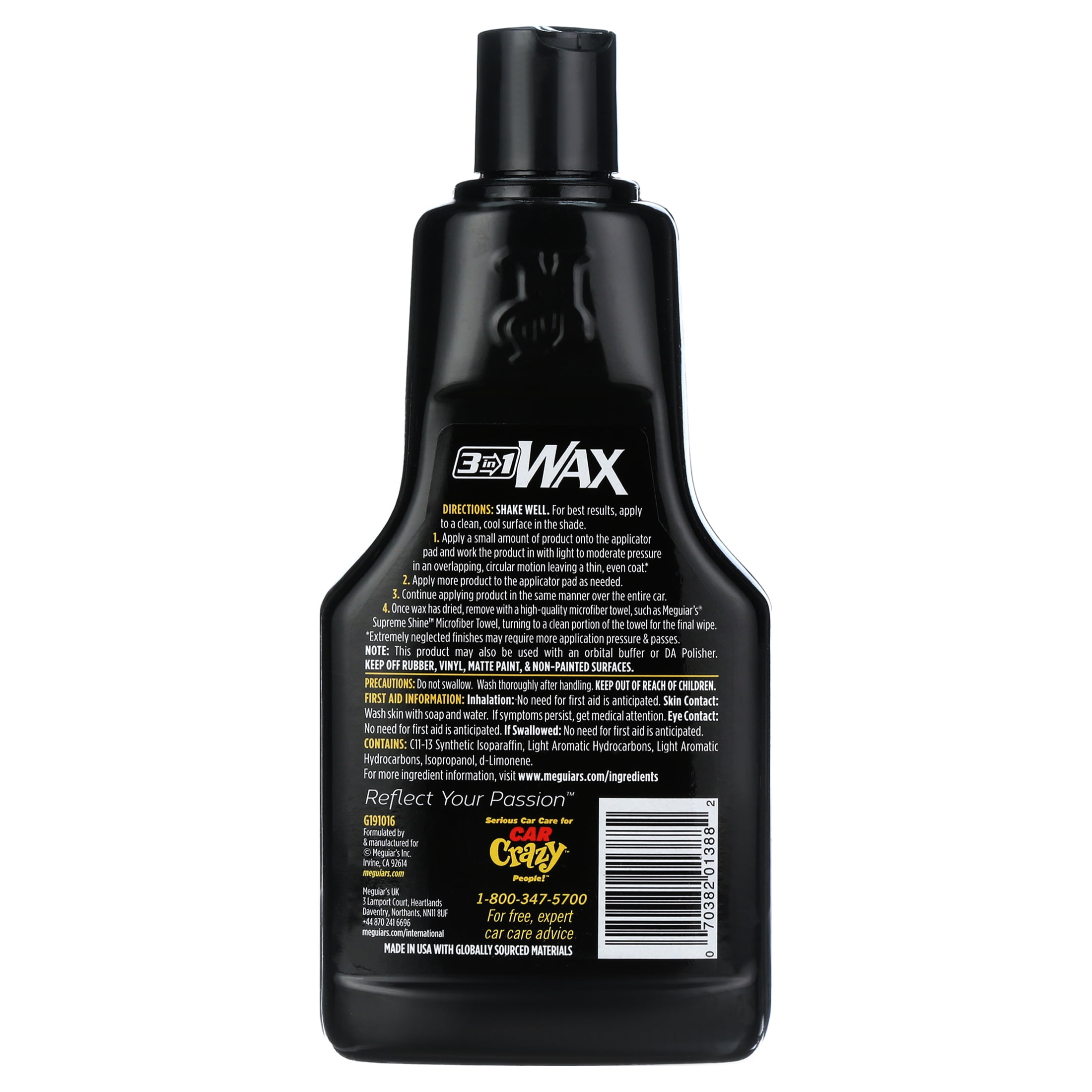 Meguiars G191016 3-in-1 Wax Multiple Steps, One Easy to Use Wax, 16 oz