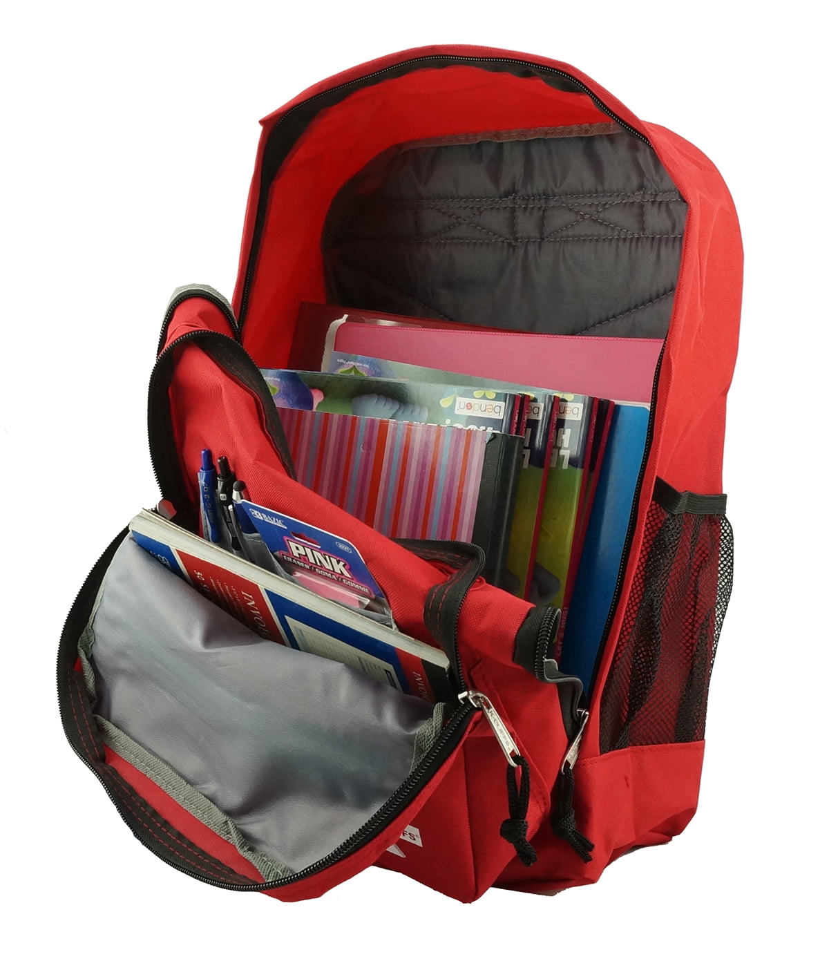 K-Cliffs Unisex  Case of 24 Pieces Classic Large 17.5" School Backpacks Red, Teen-Adult