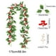 thumbnail image 3 of Guirnalda artificial de ratán navideño con bayas rojas | Enredadera de PVC realista de 175 cm de largo | Ventana navideña, repisa, chimenea, fiesta decorativa interior al aire libre | 1 pieza, 3 of 5
