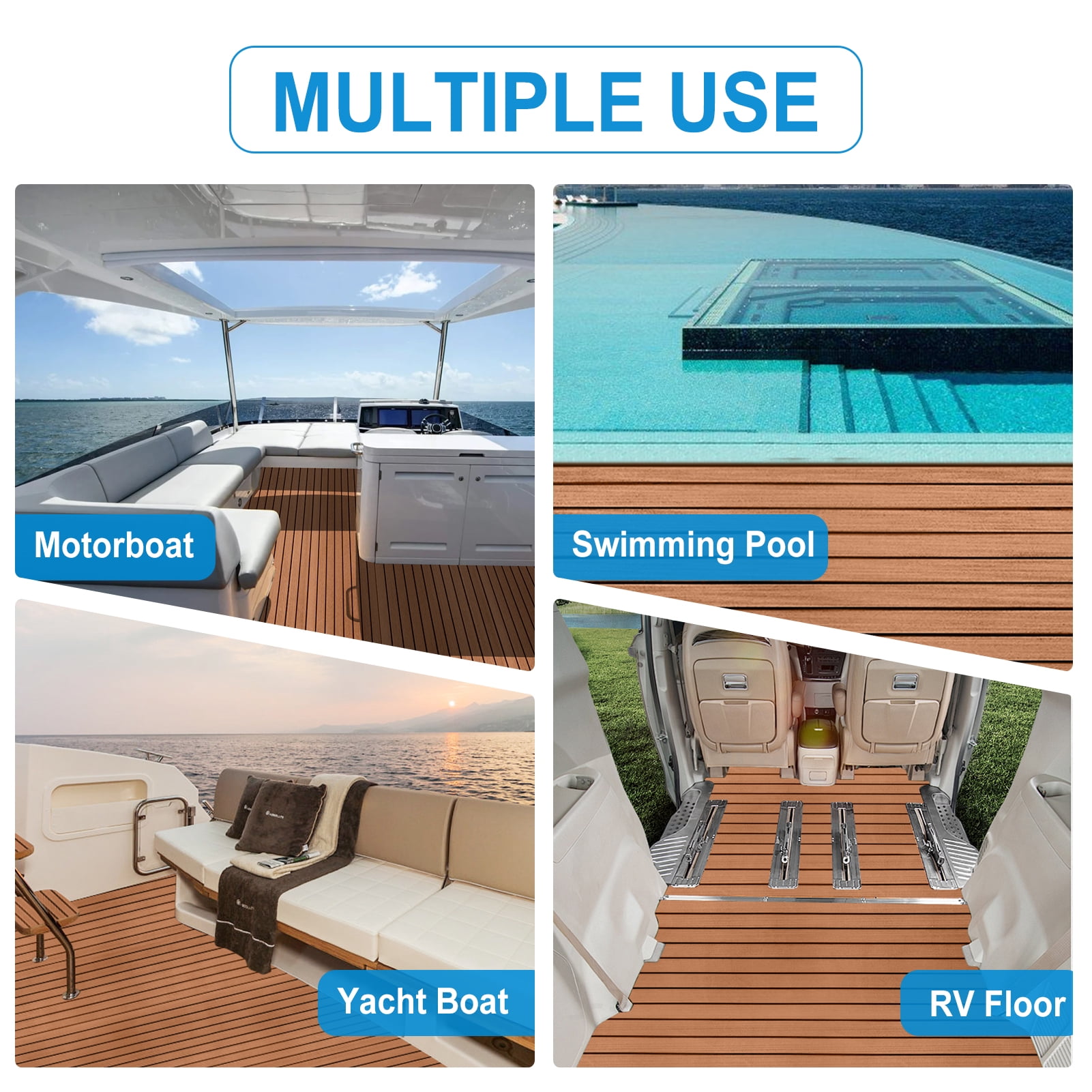 EVA Foam Boat Decking Sheets 15" x 94" - 7mm Thick Non-Slip Faux Teak Marine Flooring Mat for Kayak RV Yacht Motorboat Skateboard Skimboard Step Pool Garden